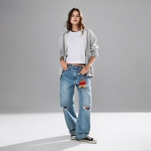 GAP High Rise Distressed Barrel Jeans NWT 29/8 Short